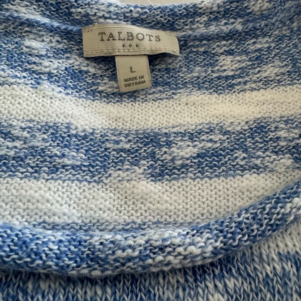 Talbots Blue and White Striped Crewneck Sweater